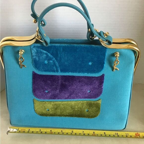 Robert di Camerino Frame Linen And Velour Handbag - Picture 15 of 15